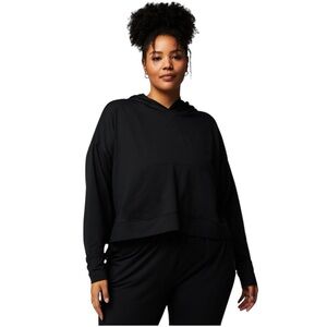 Fabletics Black Cloud Jersey Cropped Hoodie XXL 1X Buttery Soft Eco Casual